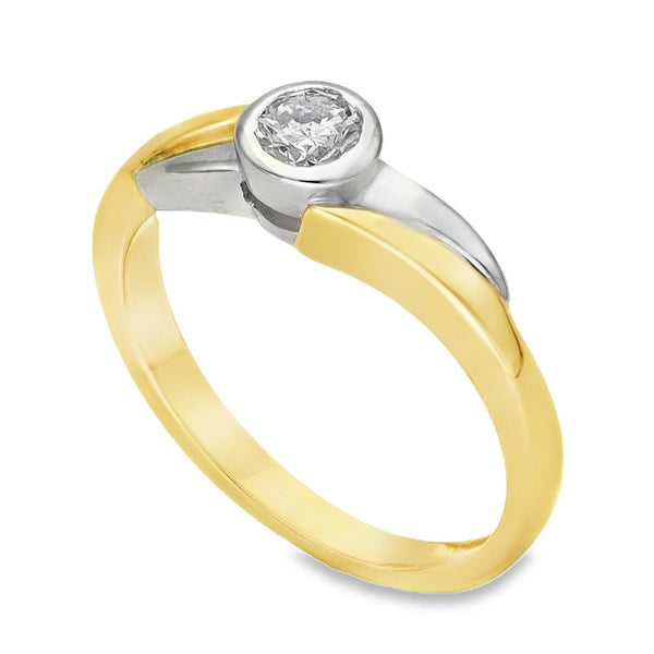 18ct Yellow & White Gold Diamond Twist Engagement Ring - 0.25ct