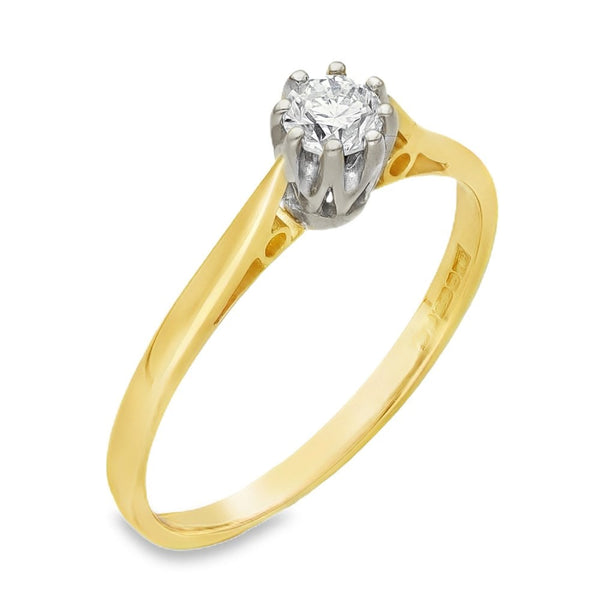 18ct Yellow Gold Diamond Solitaire Engagement Ring - 0.33ct