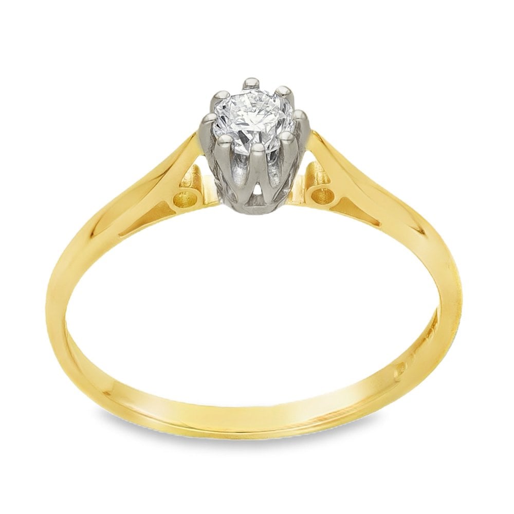 18ct Yellow Gold Diamond Solitaire Engagement Ring - 0.33ct