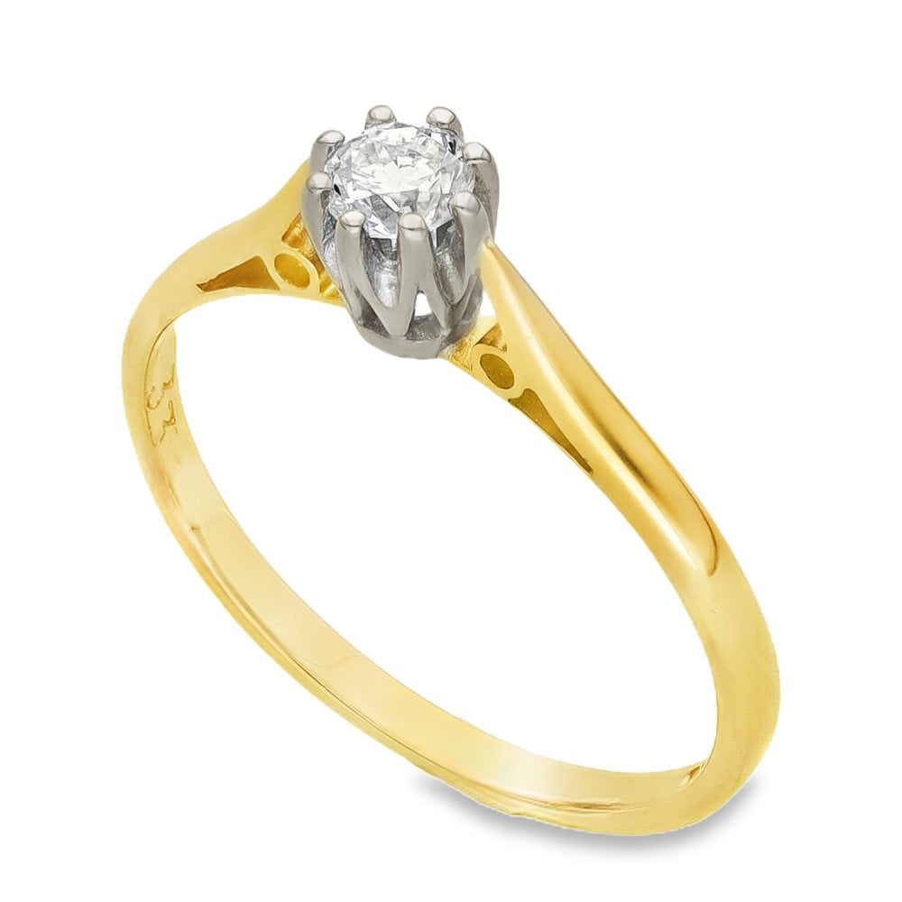 18ct Yellow Gold Diamond Solitaire Engagement Ring - 0.33ct