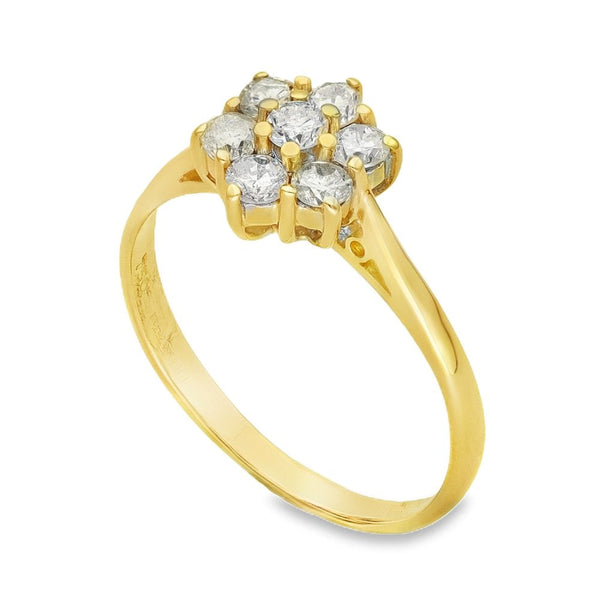 18ct Yellow Gold Diamond Cluster Ring - Size N½ - 0.50ct