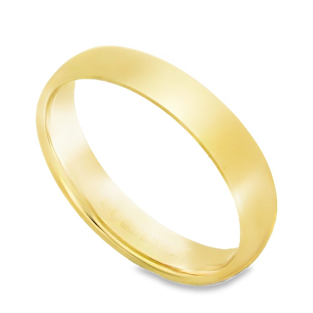 18ct Yellow Gold Plain Wedding Band - Size K½ - 4mm