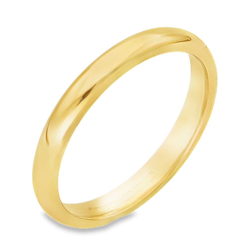 22ct Yellow Gold Plain Wedding Band - Size P - 3mm