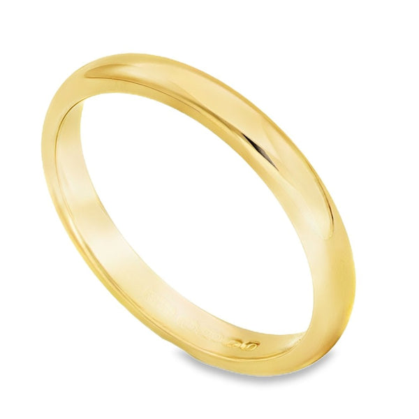 22ct Yellow Gold Plain Wedding Band - Size P - 3mm