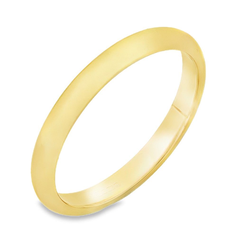 9ct Yellow Gold D-Shape Wedding Band - Size N - 2.5mm