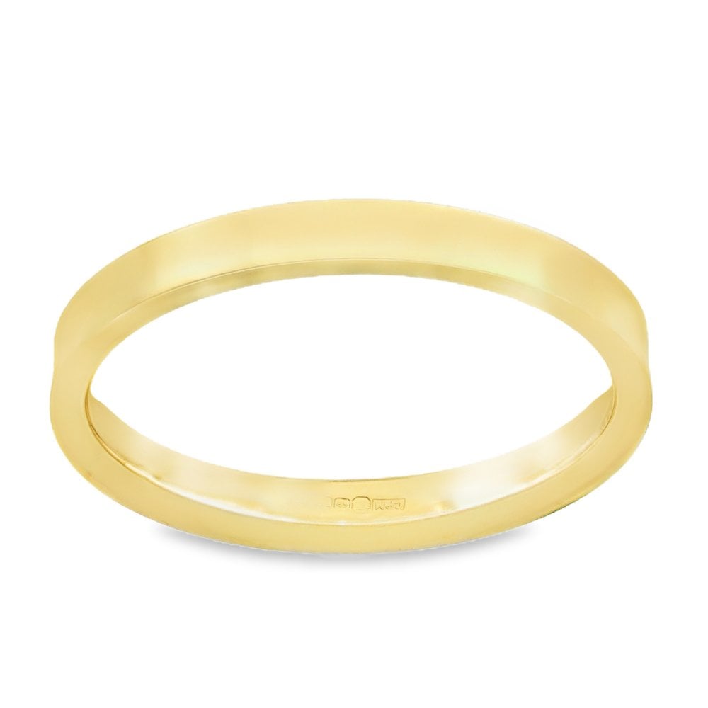 9ct Yellow Gold Flat D-Shape Band - Size N - 2.5mm