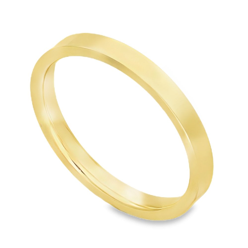 9ct Yellow Gold Flat D-Shape Band - Size N - 2.5mm