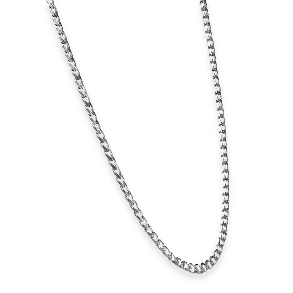 925 Sterling Silver Patterned Flat Curb Chain - 20" - 10.1g