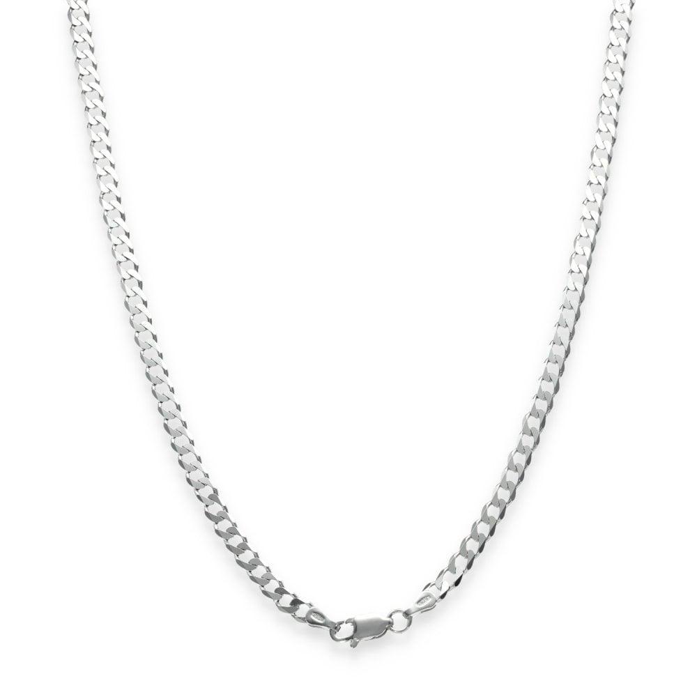 925 Sterling Silver Patterned Flat Curb Chain - 20" - 10.1g