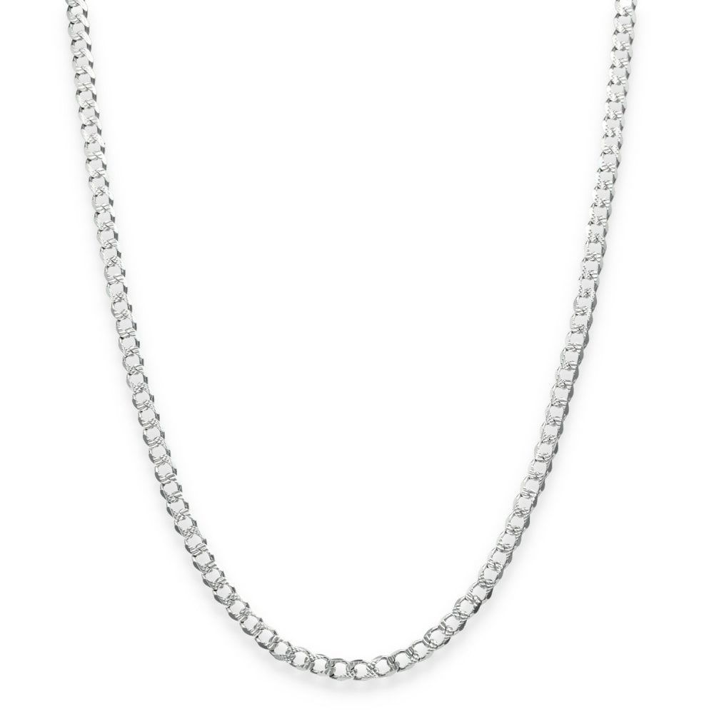 925 Sterling Silver Patterned Flat Curb Chain - 20" - 10.1g