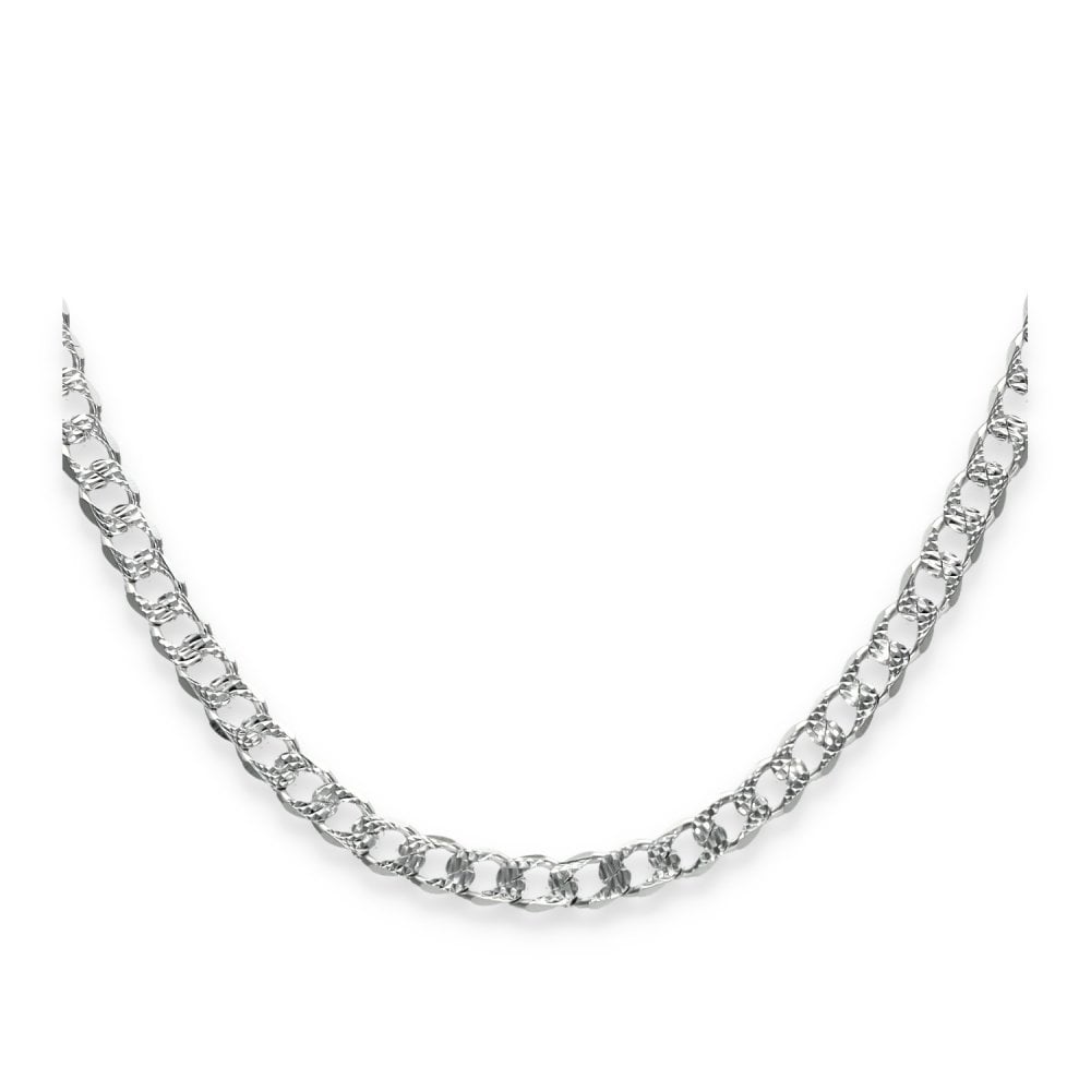 925 Sterling Silver Patterned Flat Curb Chain - 16" - 8.0g