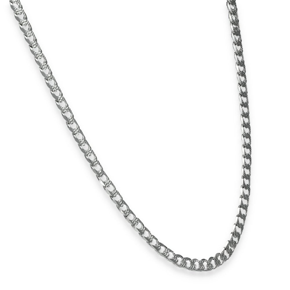 925 Sterling Silver Patterned Flat Curb Chain - 16" - 8.0g