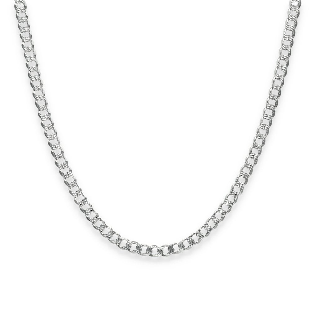 925 Sterling Silver Patterned Flat Curb Chain - 16" - 8.0g