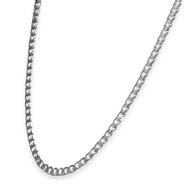 925 Sterling Silver Patterned Flat Curb Chain - 16" - 8.0g