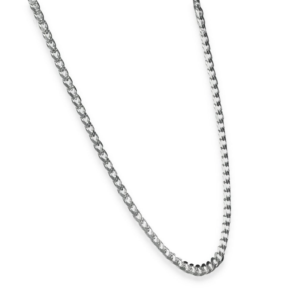 925 Sterling Silver Patterned Flat Curb Chain - 18" - 10.2g