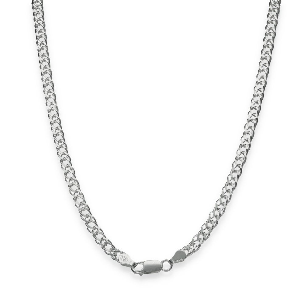 925 Sterling Silver Flat Double Curb Chain - 18" - 13.5g