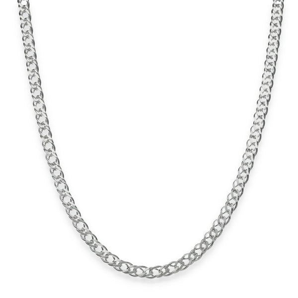 925 Sterling Silver Flat Double Curb Chain - 18" - 13.5g