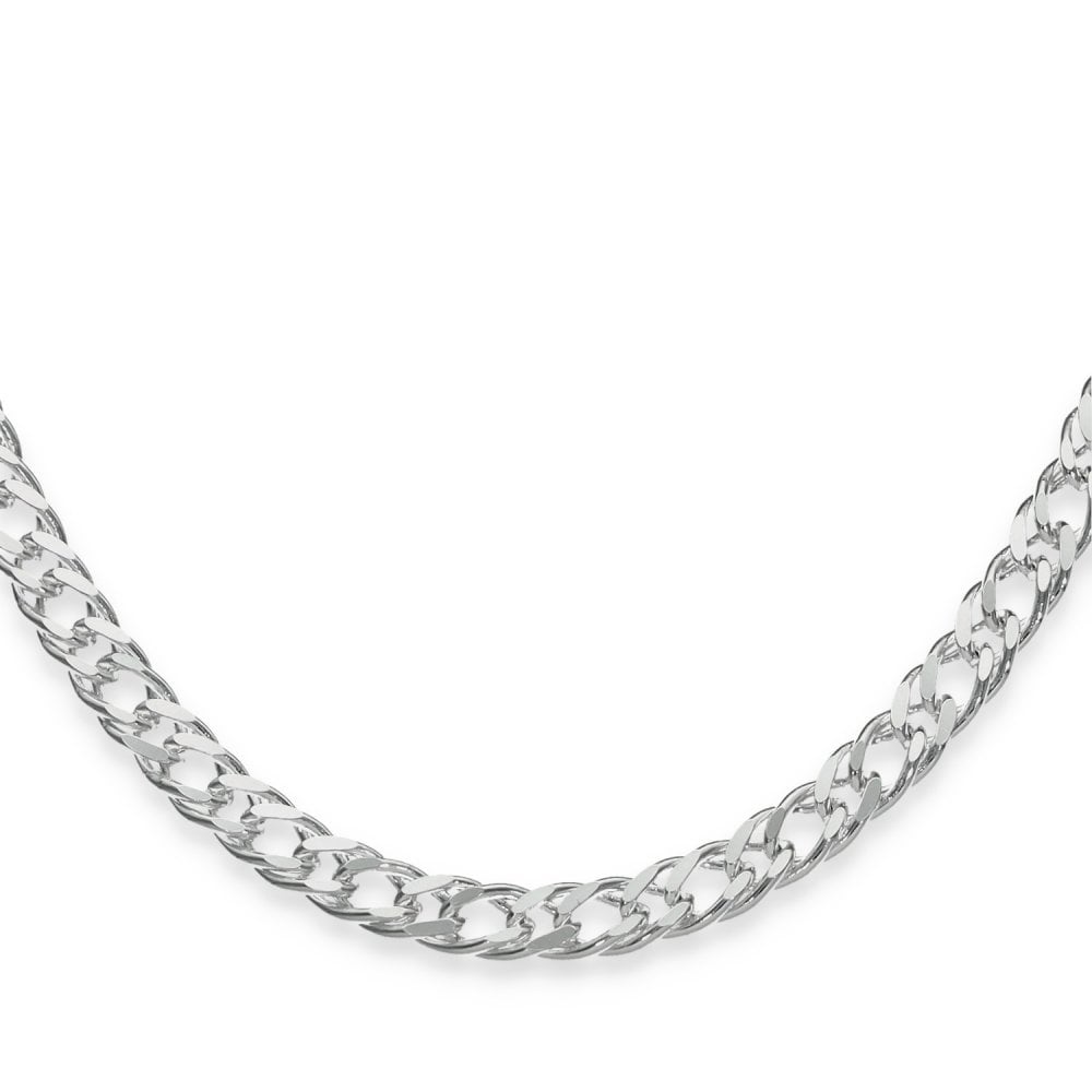 925 Sterling Silver Flat Double Curb Chain - 16" - 11.8g