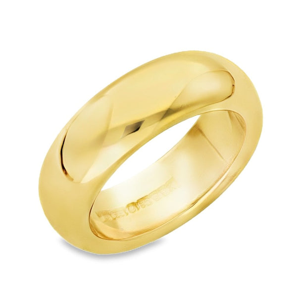 22ct Yellow Gold Plain D-Shape Wedding Band - Size O - 7mm