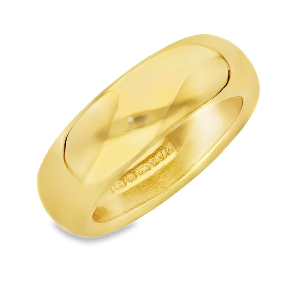 22ct Yellow Gold Plain D-Shape Wedding Band - Size O - 7mm