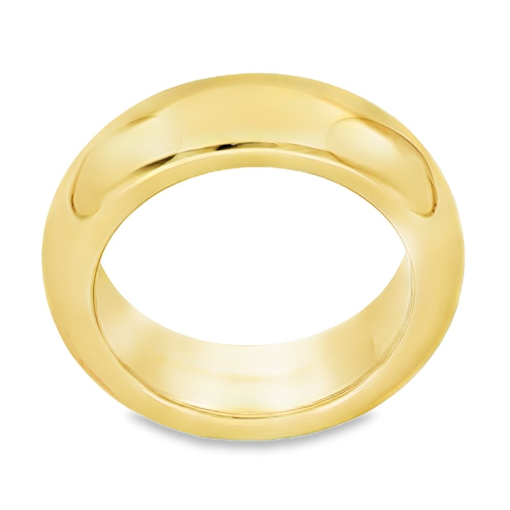 22ct Yellow Gold Plain D-Shape Wedding Band - Size O - 7mm