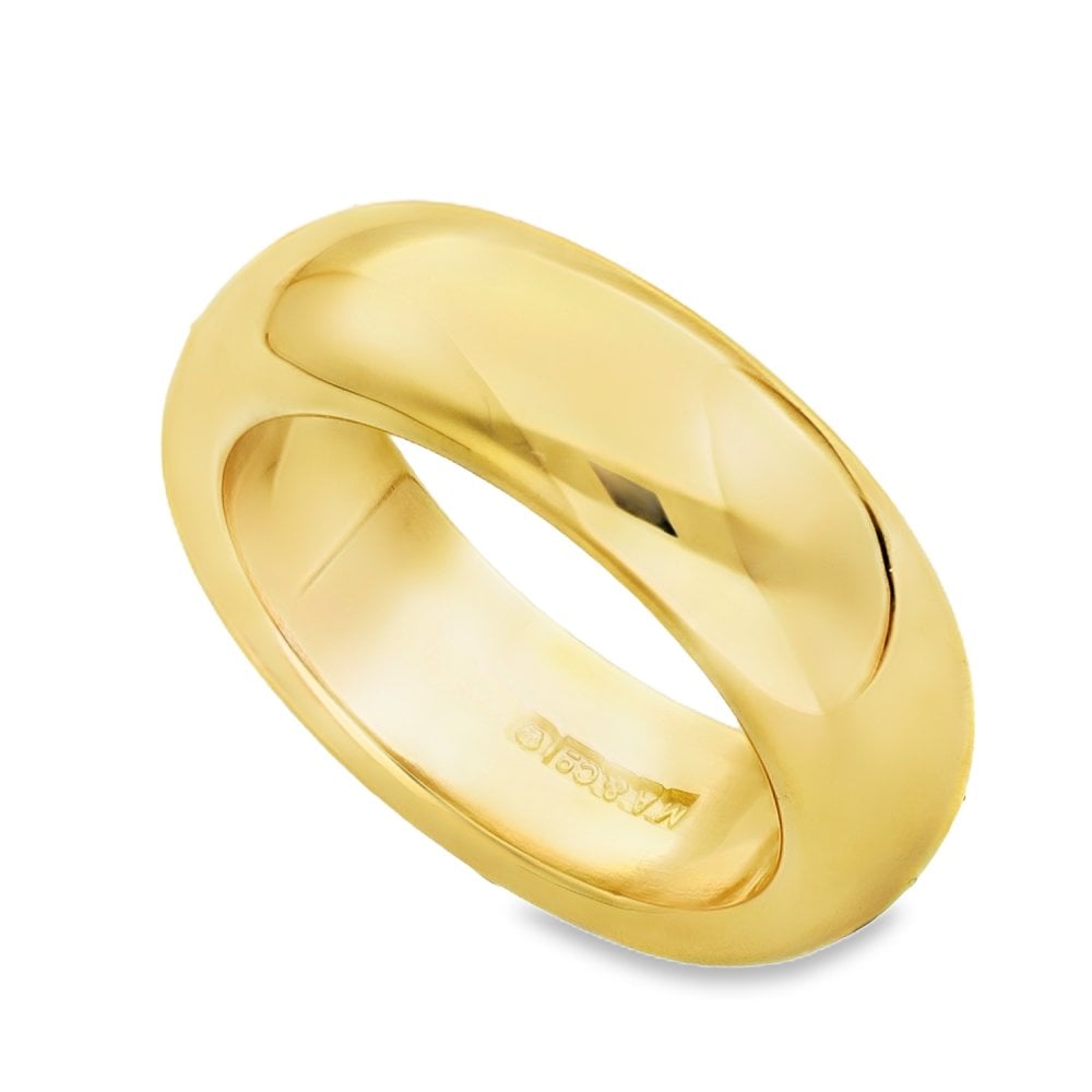 22ct Yellow Gold Plain D-Shape Wedding Band - Size O - 7mm