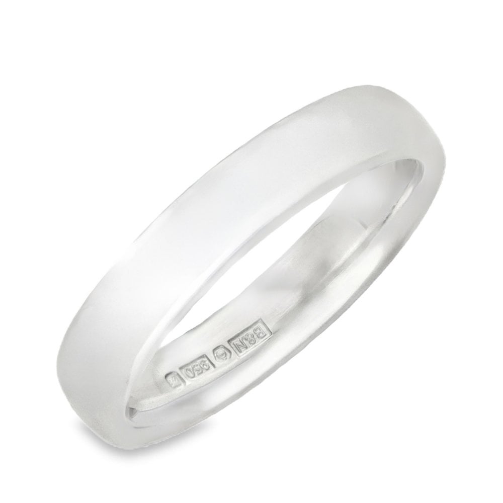 950 Platinum Plain Court Wedding Band - Size J½ - 4mm