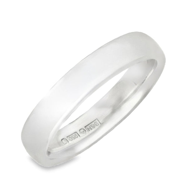 950 Platinum Plain Court Wedding Band - Size J½ - 4mm