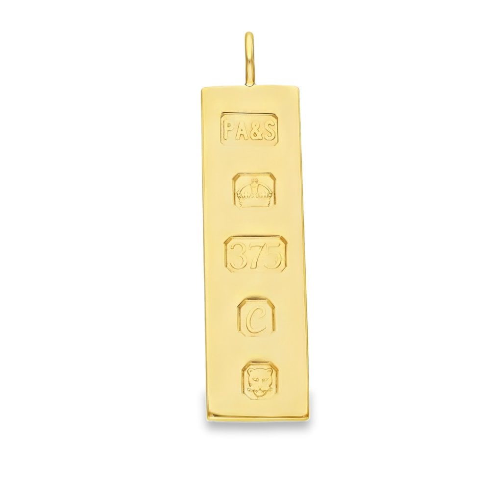 9ct Yellow Gold Plain Rectangular Ingot Pendant - 13x43x2.5mm