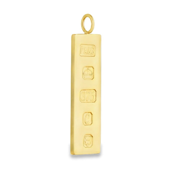 9ct Yellow Gold Plain Rectangular Ingot Pendant - 13x43x2.5mm
