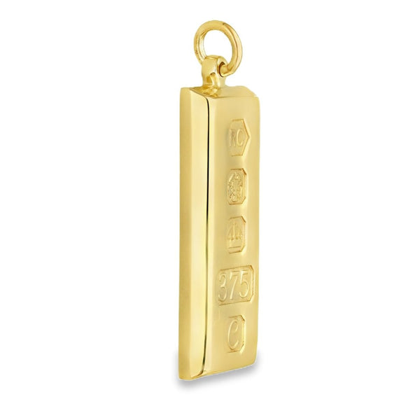 9ct Yellow Gold Tapered-Edge Plain Ingot Pendant - 15x14x4.5mm