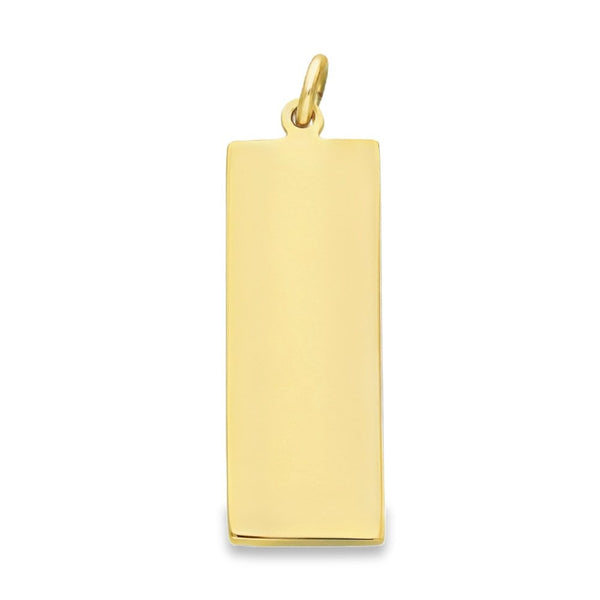 9ct Yellow Gold Tapered-Edge Plain Ingot Pendant - 15x14x4.5mm