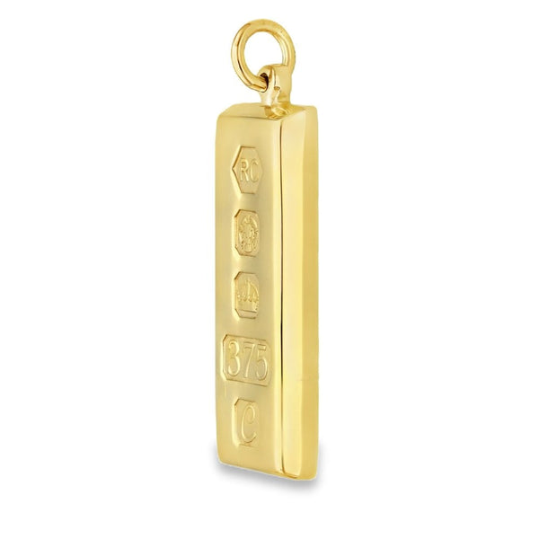 9ct Yellow Gold Tapered-Edge Plain Ingot Pendant - 15x14x4.5mm