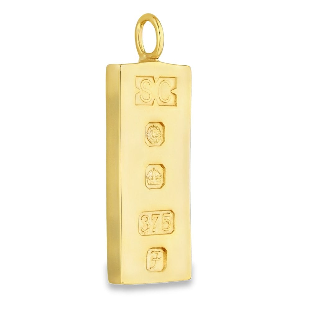 9ct Yellow Gold Plain Ingot Pendant - 16x39x4.5mm - 31.3g