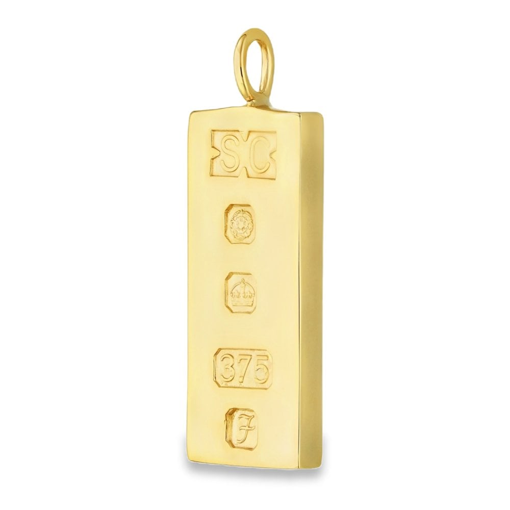 9ct Yellow Gold Plain Ingot Pendant - 16x39x4.5mm - 31.3g