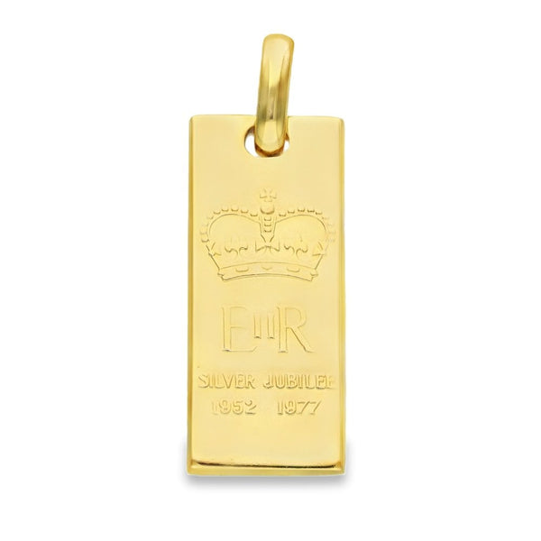 9ct Yellow Gold ER Silver Jubilee Ingot - 17x40x4mm - 29.9g