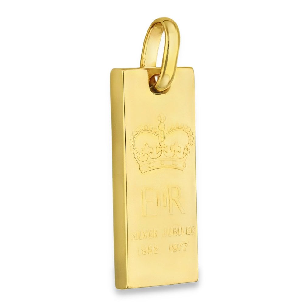 9ct Yellow Gold ER Silver Jubilee Ingot - 17x40x4mm - 29.9g