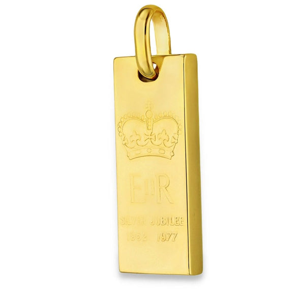 9ct Yellow Gold ER Silver Jubilee Ingot - 17x40x4mm - 29.9g
