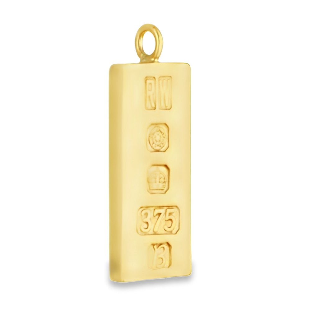 9ct Yellow Gold Plain Ingot Pendant - 16x38x4.5mm - 30.4g
