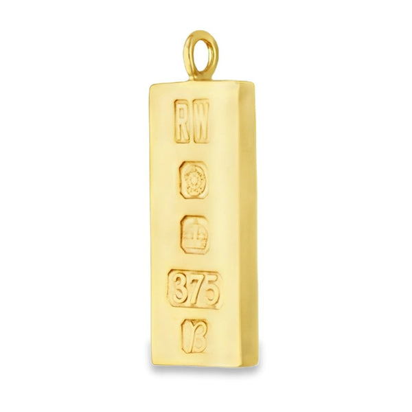 9ct Yellow Gold Plain Ingot Pendant - 16x38x4.5mm - 30.4g