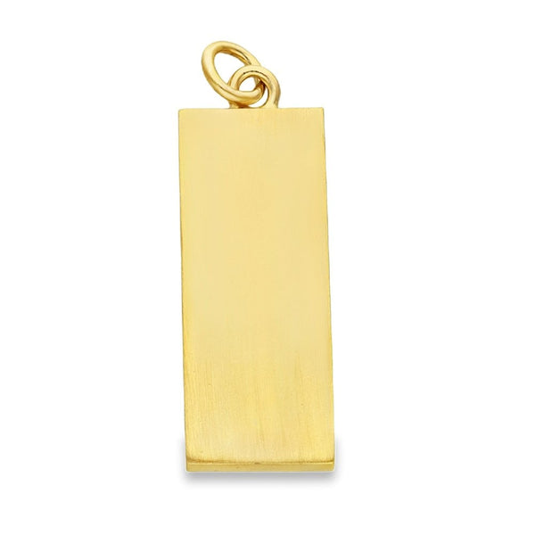 9ct Yellow Gold Scallop-Edge Ingot Pendant - 16x40x4.5mm - 32.9g