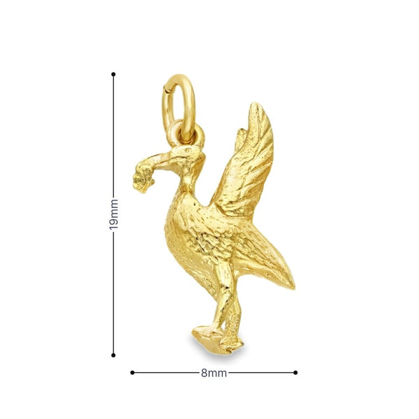 9ct Yellow Gold Liverbird Pendant - 8x19x6mm - 3.3g