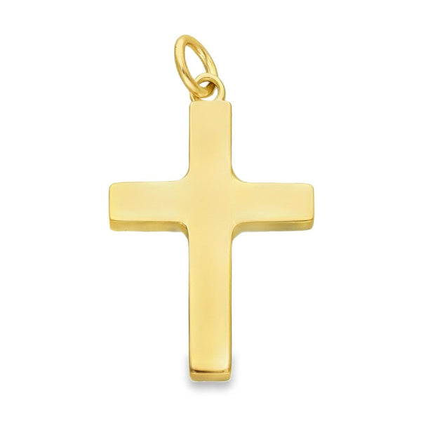 9ct Yellow Gold Plain Block Cross Pendant - 29x19x3.5mm - 6.3g