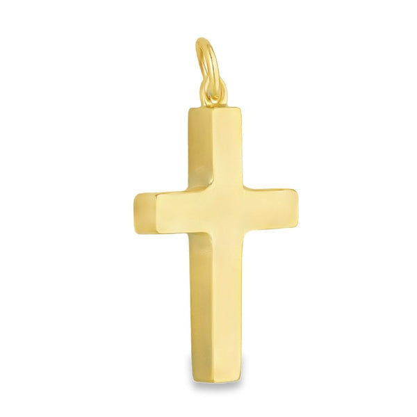 9ct Yellow Gold Plain Block Cross Pendant - 29x19x3.5mm - 6.3g
