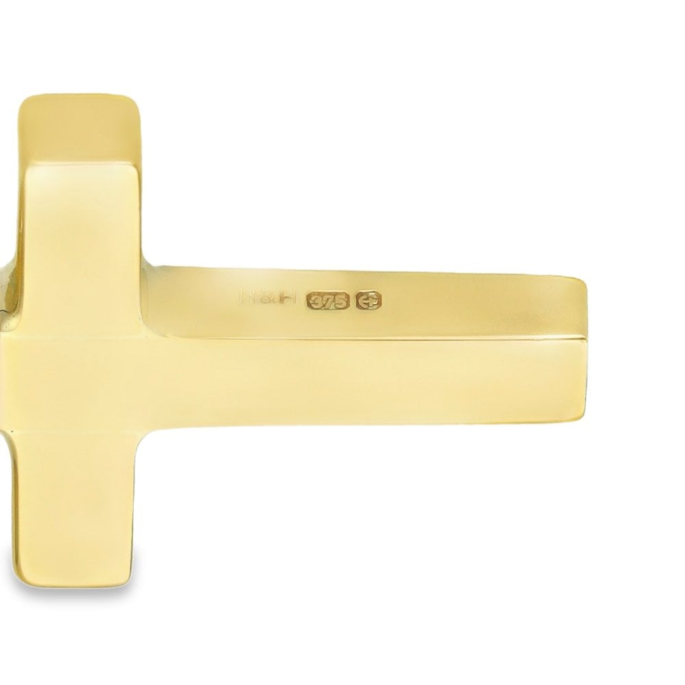 9ct Yellow Gold Plain Block Cross Pendant - 29x19x3.5mm - 6.3g