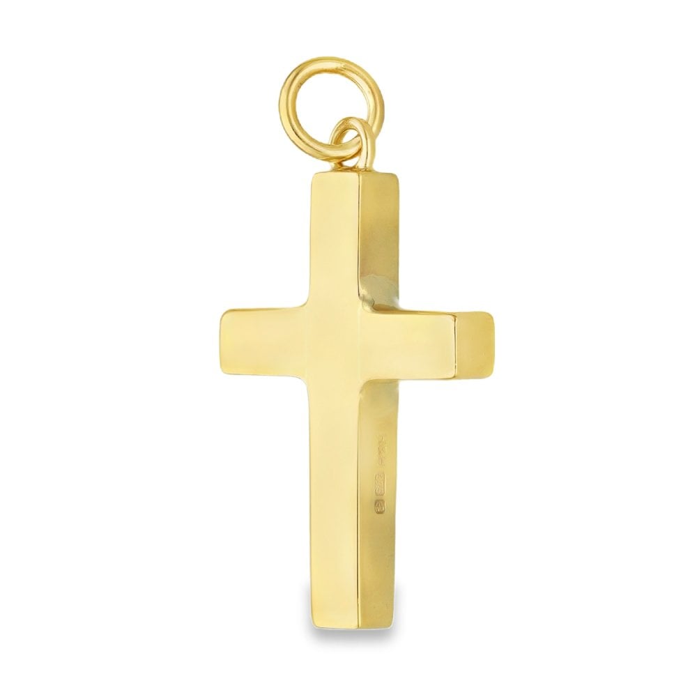 9ct Yellow Gold Plain Block Cross Pendant - 29x19x3.5mm - 6.3g