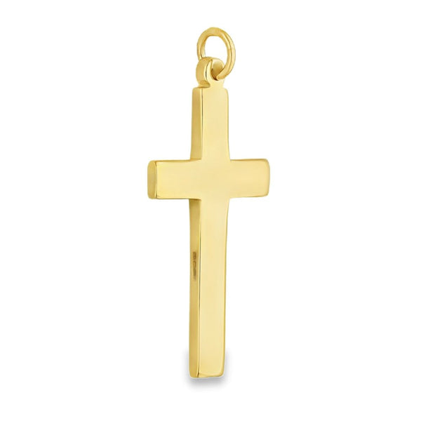 9ct Yellow Gold Plain Flat Cross Pendant - 38x19x2mm - 5.6g
