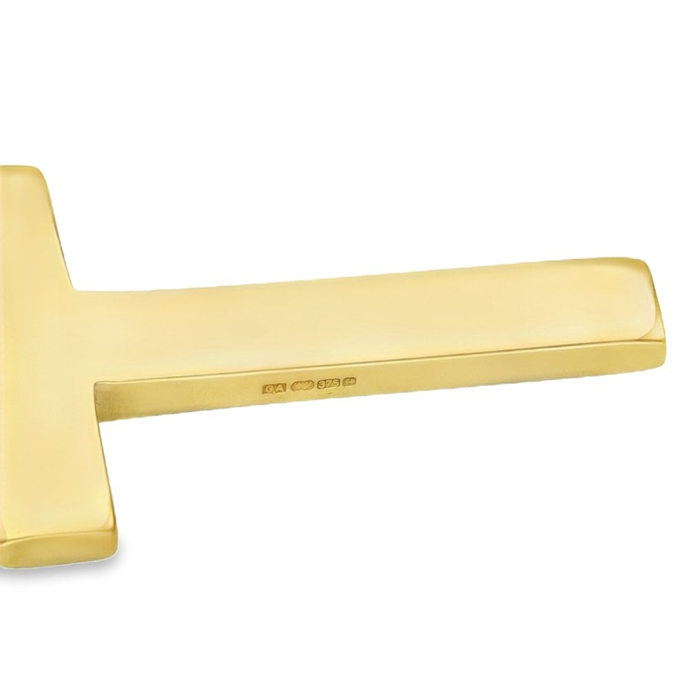 9ct Yellow Gold Plain Flat Cross Pendant - 38x19x2mm - 5.6g