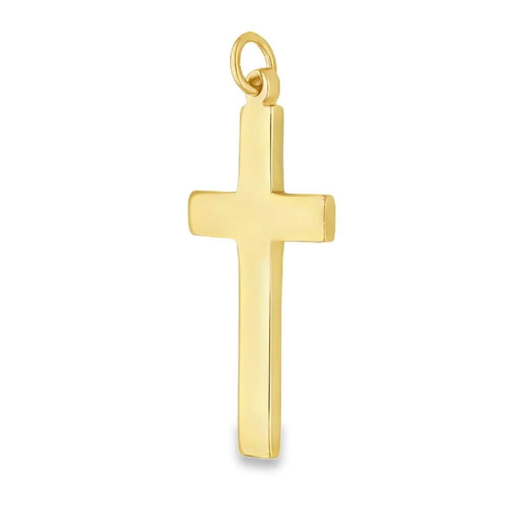 9ct Yellow Gold Plain Flat Cross Pendant - 38x19x2mm - 5.6g
