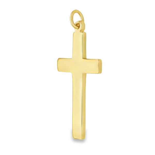 9ct Yellow Gold Plain Flat Cross Pendant - 38x19x2mm - 5.6g